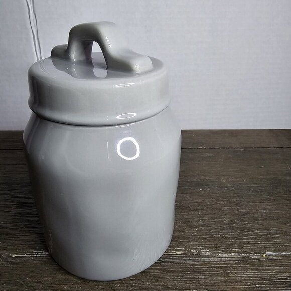 NWT Rae Dunn Artisan Tea Baby Canister Grey Black Lettering Farmhouse Basics - Picture 6 of 13